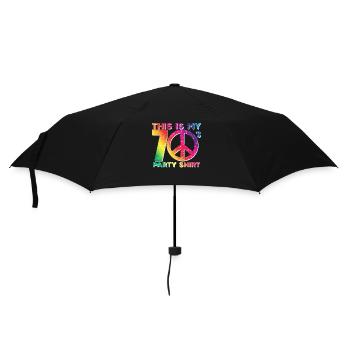 70er Jahre 70s Siebziger Retro Hippie - Regenschirm (klein) - Schwarz - Vorne