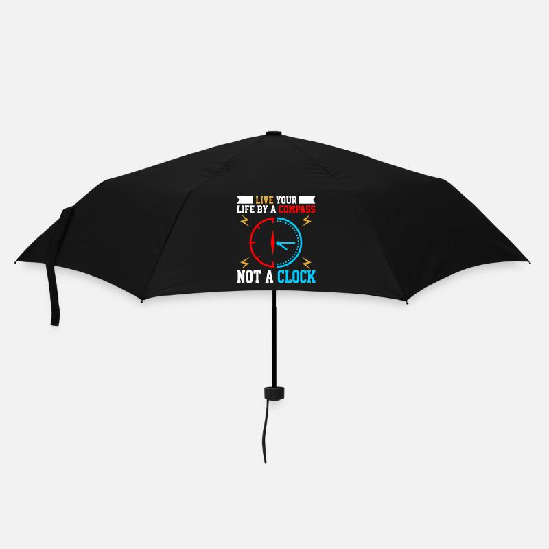 Lebensweisheit Uhr mit Kompassmotiv - Regenschirm (klein) - Schwarz