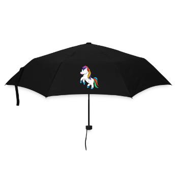 Cheval poney licorne - Parapluie standard - noir - Devant