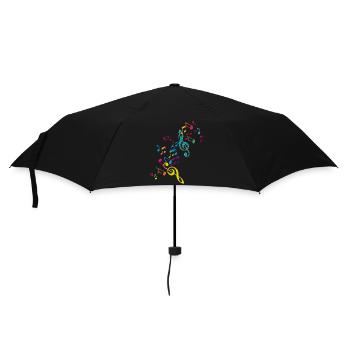 kunterbunte zusammengewürfelte Musik Noten - Regenschirm (klein) - Schwarz - Vorne