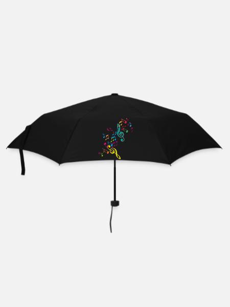 kunterbunte zusammengewürfelte Musik Noten - Regenschirm (klein) - Schwarz