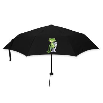 Frosch Klo Kacken Toilette - Regenschirm (klein) - Schwarz - Vorne