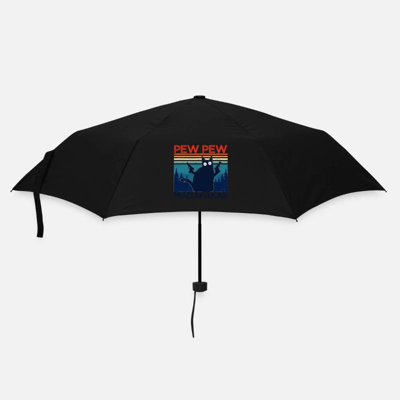 pew pew funny cat lustige katze geschenkidee - Regenschirm (klein) - Schwarz