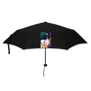 Nudist FKK Nackt Geschenk - Regenschirm (klein) - Schwarz - Vorne