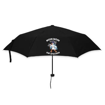 Moin Moin ihr spacken Möwe Nordsee Ostsee Norden - Regenschirm (klein) - Schwarz - Vorne