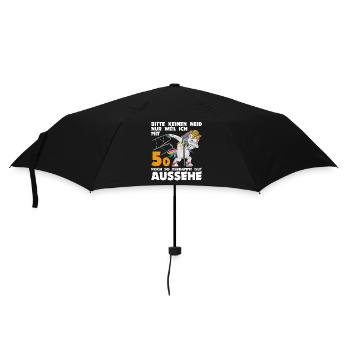 50. Geburtstag 50 Jahre Einhorn mit Rollator Stock - Regenschirm (klein) - Schwarz - Vorne
