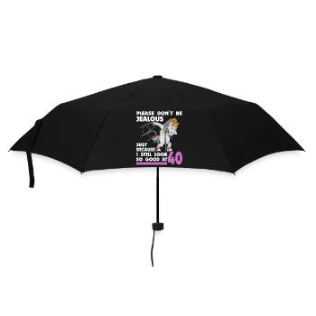 40th birthday 40 years unicorn with rollator stick - Umbrella (small) - black - Front