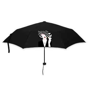 Femme au chapeau rayé noir et blanc - Parapluie standard - noir - Devant