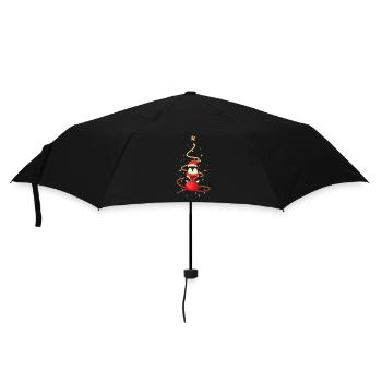 Pinguin Weihnachten - Regenschirm (klein) - Schwarz - Vorne
