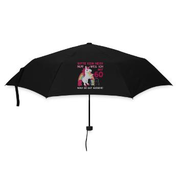 60. Geburtstag 60 Jahre Einhorn mit Rollator Stock - Regenschirm (klein) - Schwarz - Vorne