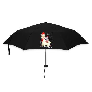 Cute alpaca llama unicorn Christmas mouth protection - Umbrella (small) - black - Front