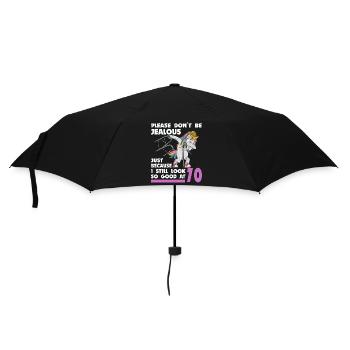 70th birthday 70 years unicorn with rollator stick - Umbrella (small) - black - Front