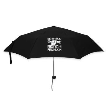 Bin ich ölig bin ich fröhlich Mechaniker Schrauber - Regenschirm (klein) - Schwarz - Vorne