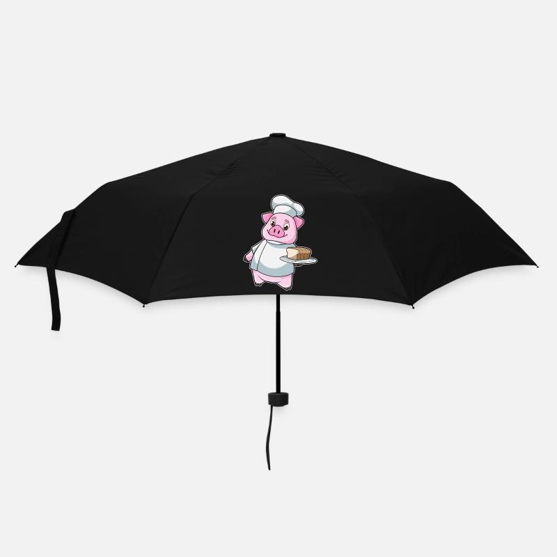 Cochon comme cuisinier avec un plateau et un gâteau - Parapluie standard - noir