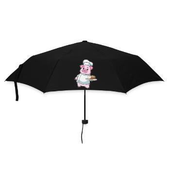 Schwein Bäcker Kuchen Backen - Regenschirm (klein) - Schwarz - Vorne