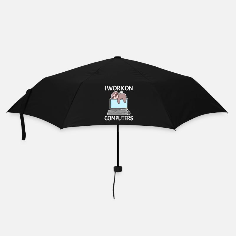 I work on computers computer nerd lazy funny - Umbrella (small) - black