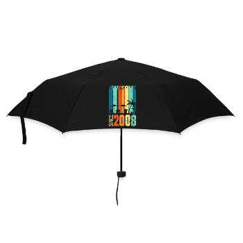 Vintage 2008 08 Geburtstag Retro Jahrgang Geschenk - Regenschirm (klein) - Schwarz - Vorne