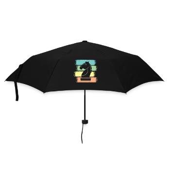 Schach Pferd Schachfiguren Retro - Regenschirm (klein) - Schwarz - Vorne