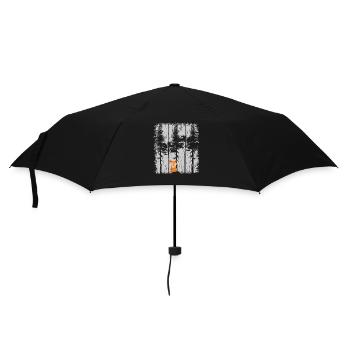 Fox in the Forest Retro Pattern Vintage Tree Forest Funny - Umbrella (small) - black - Front