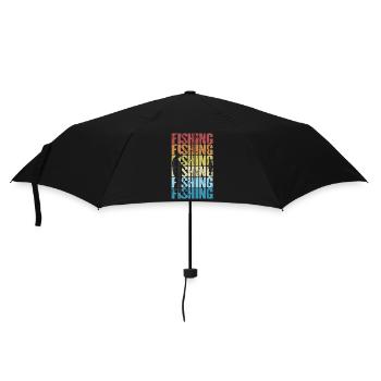 Fishing Retro Angel Fishing Vintage Angler Fisherman - Umbrella (small) - black - Front