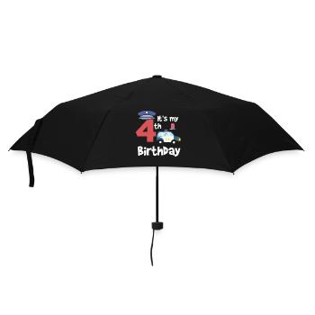 Polizei 4. Geburtstag Jahre Junge Kind Geschenk - Regenschirm (klein) - Schwarz - Vorne
