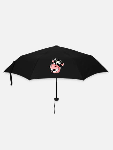 Kuh Kopf - Regenschirm (klein) - Schwarz