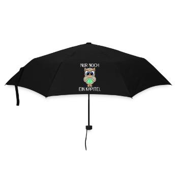 Eule Lesen Buch Bücher - Regenschirm (klein) - Schwarz - Vorne