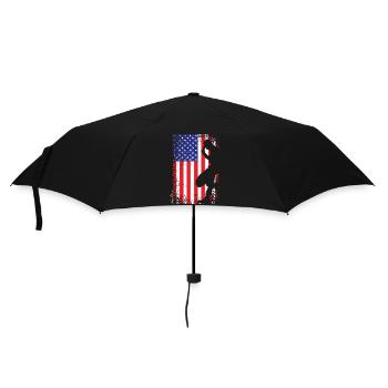 Amerikanischer Cowboy mit Flagge der USA - Regenschirm (klein) - Schwarz - Vorne