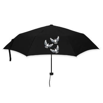 Taube Tauben Vogelabbildung Vogel Vögel - Regenschirm (klein) - Schwarz - Vorne