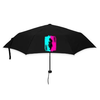 Black Samurai In A Turquoise And Pink Frame - Umbrella (small) - black - Front