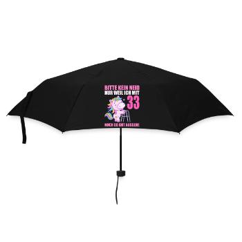 Bitte kein Neid 33 Jahre Einhorn 33. Geburtstag - Regenschirm (klein) - Schwarz - Vorne