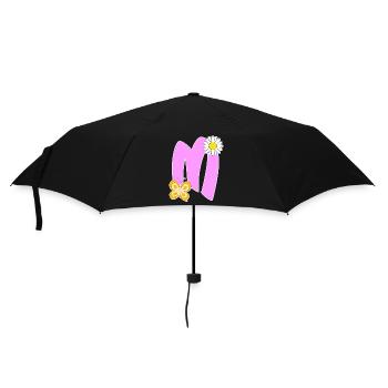 Buchstabe M mit Schmetterling - Regenschirm (klein) - Schwarz - Vorne