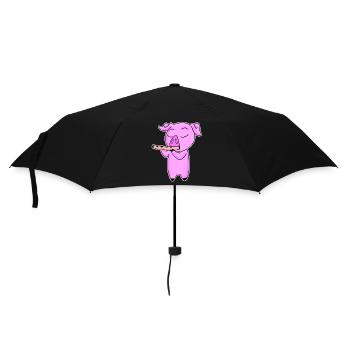 Le cochon joue de la flûte - Parapluie standard - noir - Devant