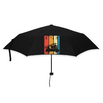 Feuerwehr Drei Jahre 3. Geburtstag Geschenk Retro - Regenschirm (klein) - Schwarz - Vorne
