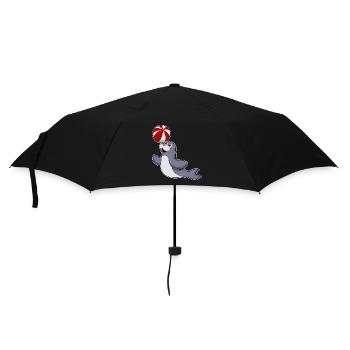Seehund Schwimmen Wasserball Sommer - Regenschirm (klein) - Schwarz - Vorne