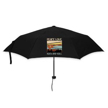 Vintage Guitar Saying Peace Love Rock n Roll - Umbrella (small) - black - Front