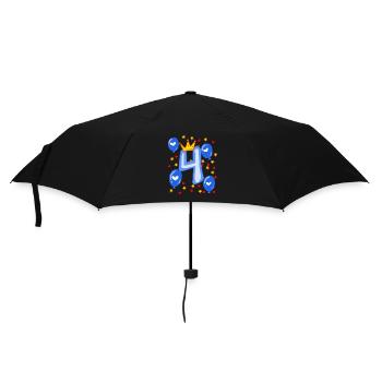 4th Birthday Young Balloons Crown Stars - Umbrella (small) - black - Front