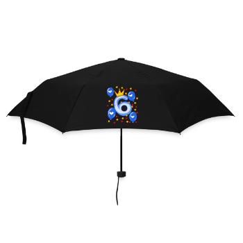 6ème anniversaire jeunes ballons de couronne étoiles - Parapluie standard - noir - Devant