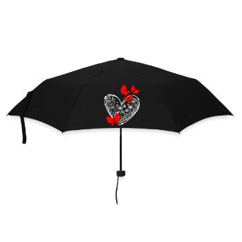 Cadre papillon en forme de fleurs en forme de cœur - Parapluie standard - noir - Devant