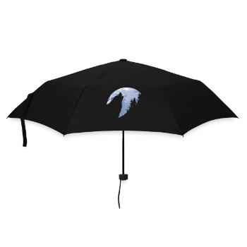 Wolf heult Mond an - Wolfs Silhouette - Regenschirm (klein) - Schwarz - Vorne