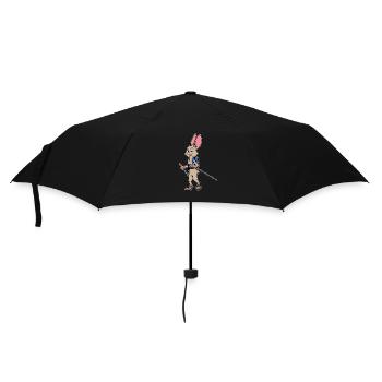 Lässiger Hase wandert - Wandern - Regenschirm (klein) - Schwarz - Vorne