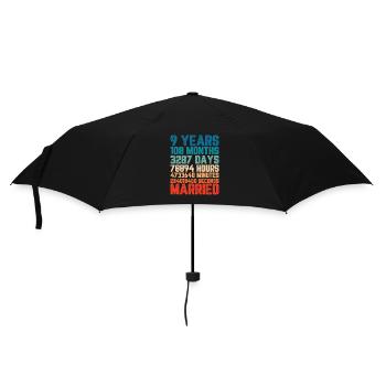 9 Jahre verheiratet Hochzeit Ehe Spruch Geschenk - Regenschirm (klein) - Schwarz - Vorne