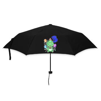 3 years old - Dinosaurs - 3rd birthday gift - Umbrella (small) - black - Front