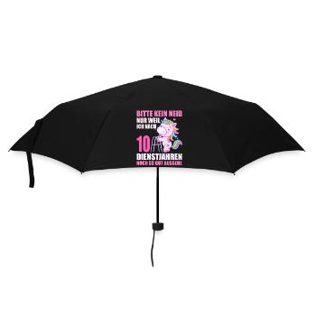 10 Jahre im Dienst 10 Jähriges Dienstjubiläum - Regenschirm (klein) - Schwarz - Vorne
