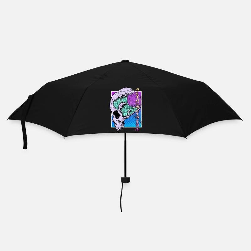 Kaganawa Great Wave Pastel Goth Skull Vaporwave - Umbrella (small) - black