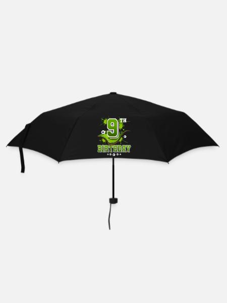 9. Geburtstag Fußball 9 Jahre - Regenschirm (klein) - Schwarz