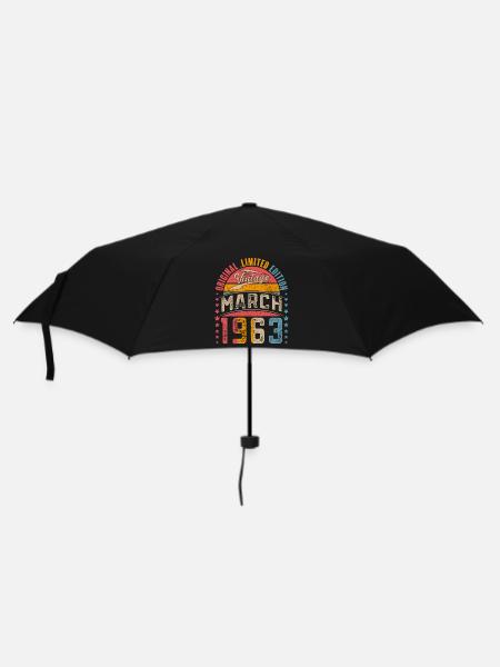 1963 Geburtsjahr März Geburtstag - Regenschirm (klein) - Schwarz
