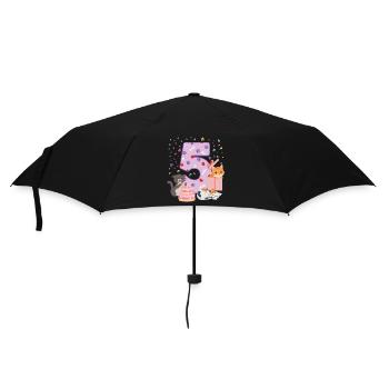 5th Birthday Girl Cats Outfit 5 Year Old - Umbrella (small) - black - Front