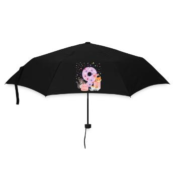 9. Geburtstag Mädchen Katzen Outfit 9 Jahr alt - Regenschirm (klein) - Schwarz - Vorne