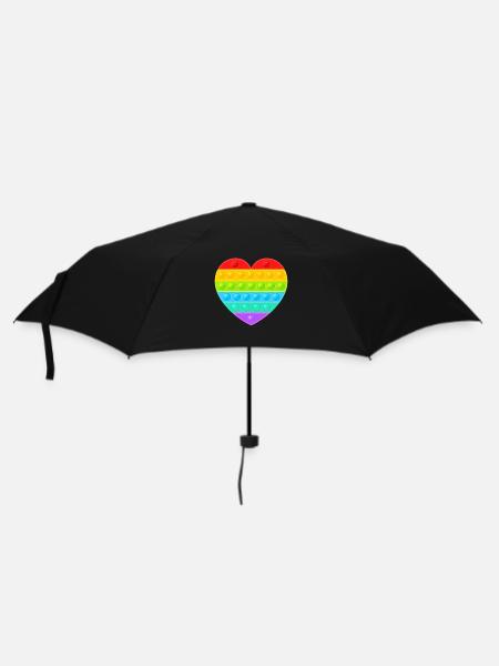 Pop It Popit Herz Bunt Regenbogen - Regenschirm (klein) - Schwarz